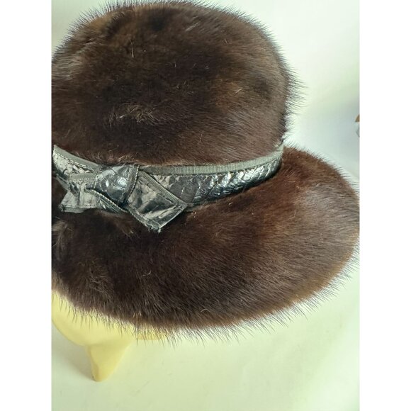 Vintage Lenore Marshall New York Mink Fur Hat With Satin Lining & Bow Detail main image 13